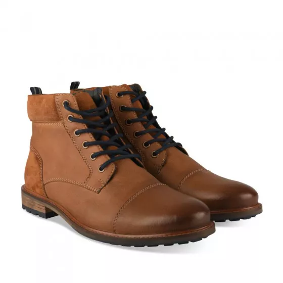 Bottines Rangers COGNAC Homme CUIR Lacets SAN MARINA