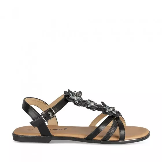 Sandals Black Woman Pattern Floral Buckle Philov