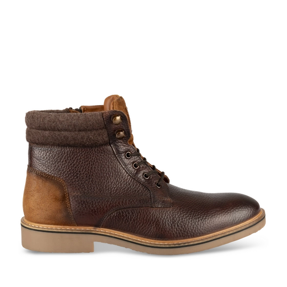 Bottines Marron Homme Cuir Motif Uni Lacets San Marina