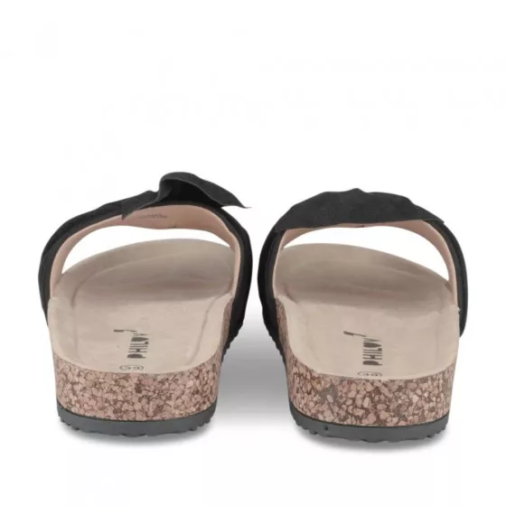 Mules Cork Black Woman Pattern Plain Slip On Philov