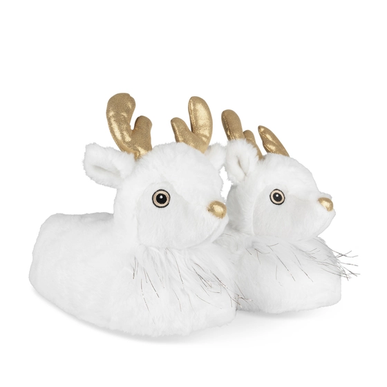 Plush slippers reindeer WHITE MERRY SCOTT