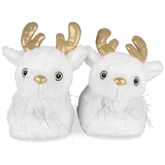 Plush slippers reindeer WHITE MERRY SCOTT