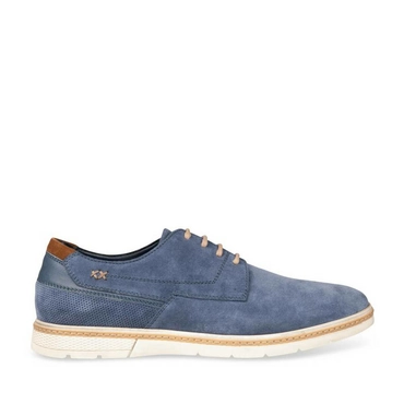 Veterschoenen BLAUW DENIM SIDE LEER