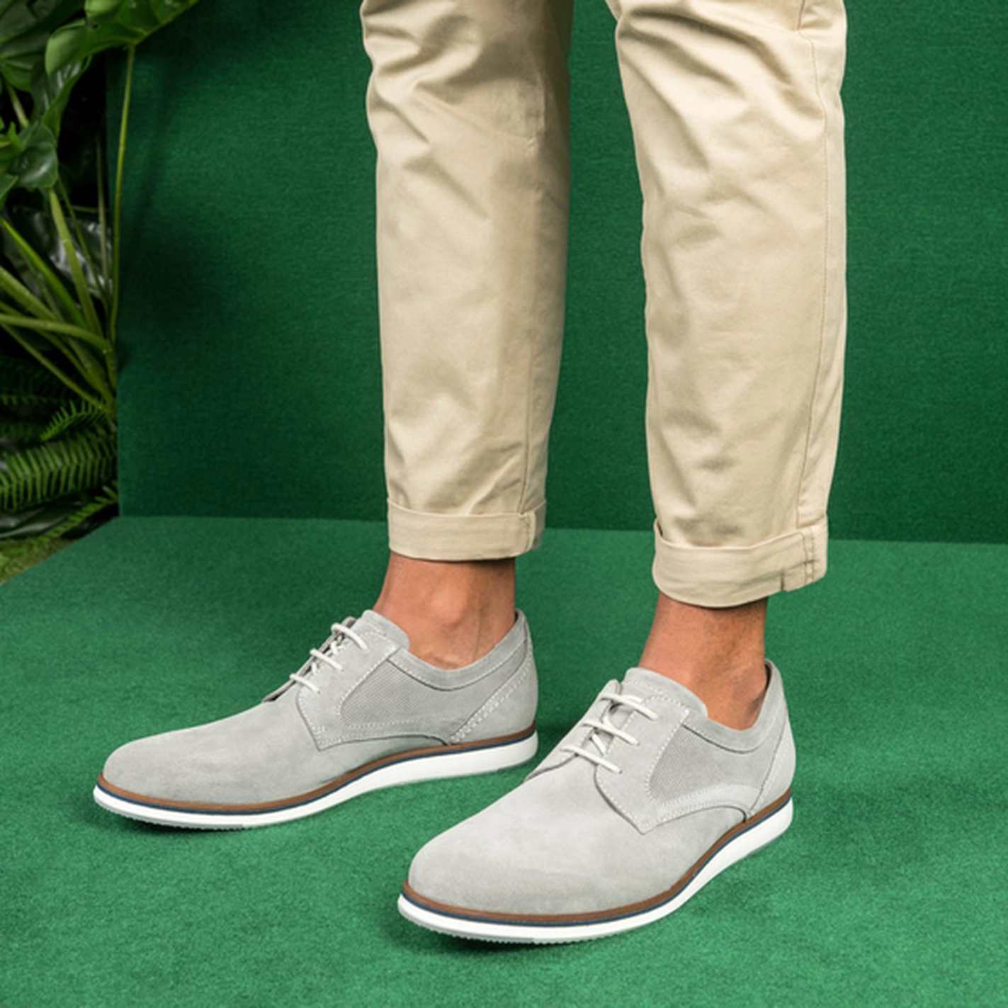 Derbies GREY DENIM SIDE LEATHER