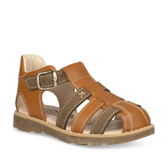 Sandals KHAKI CHARLIE & FRIENDS CUIR