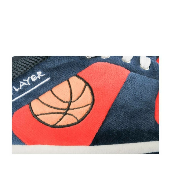 Chaussons peluche basketball BLEU DENIM SIDE