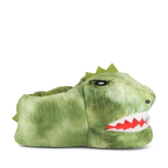 Plush slippers dinosaur GREEN DENIM SIDE