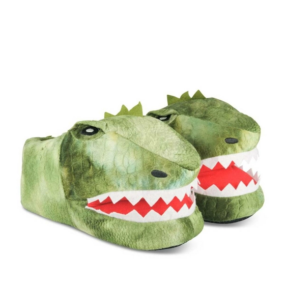 Plush slippers dinosaur GREEN DENIM SIDE