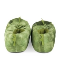 Chaussons peluche dinosaure VERT DENIM SIDE