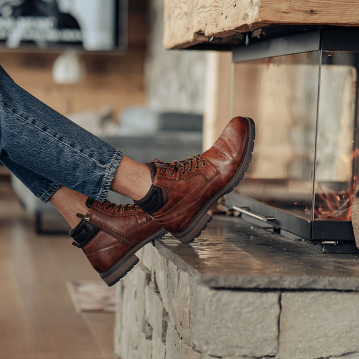 Bottines COGNAC DENIM SIDE