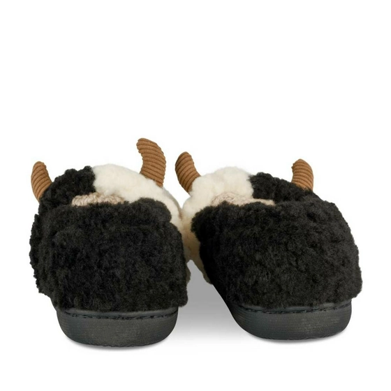 Chaussons peluche vache NOIR PHILOV