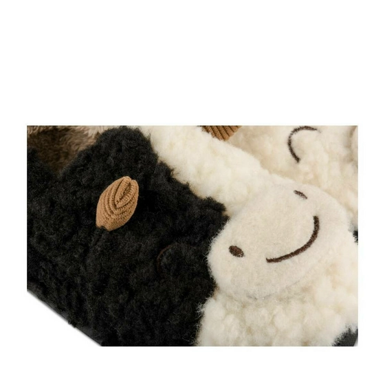 Chaussons peluche vache NOIR PHILOV