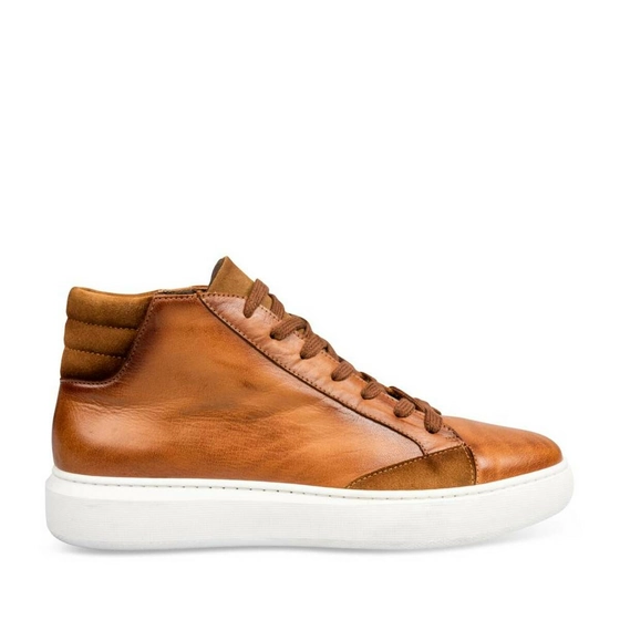 Baskets COGNAC DENIM SIDE CUIR