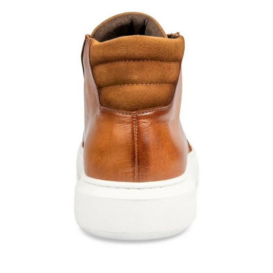 Baskets COGNAC DENIM SIDE CUIR