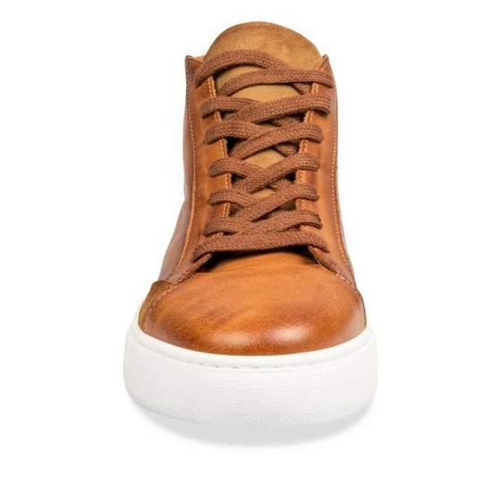 Baskets COGNAC DENIM SIDE CUIR