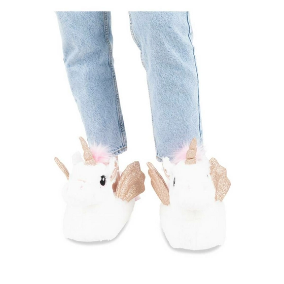 Plush slippers unicorn WHITE MERRY SCOTT