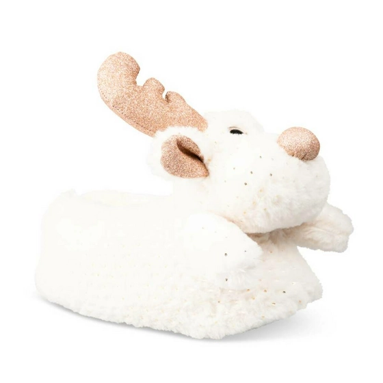 Plush slippers reindeer WHITE MERRY SCOTT