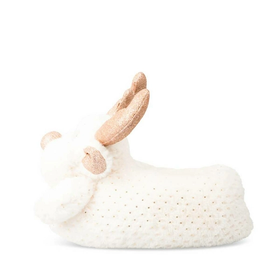 Chaussons peluche renne BLANC MERRY SCOTT