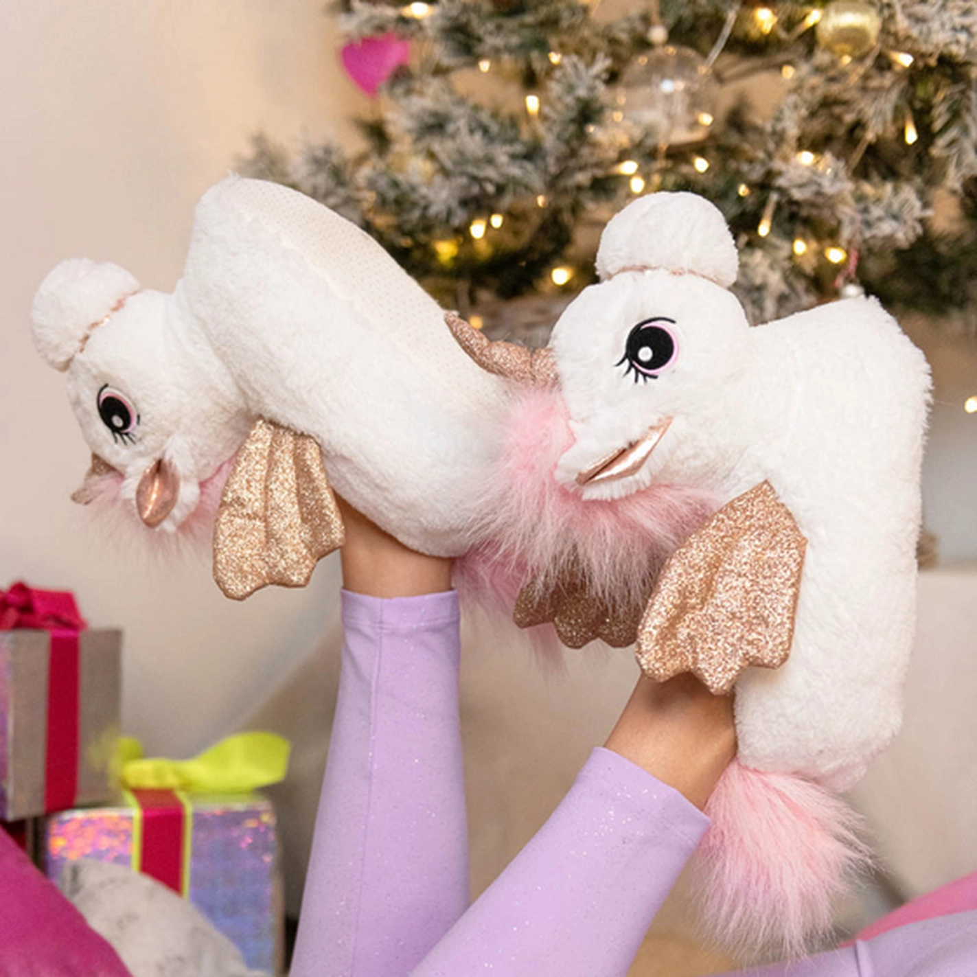 Plush slippers unicorn WHITE MERRY SCOTT