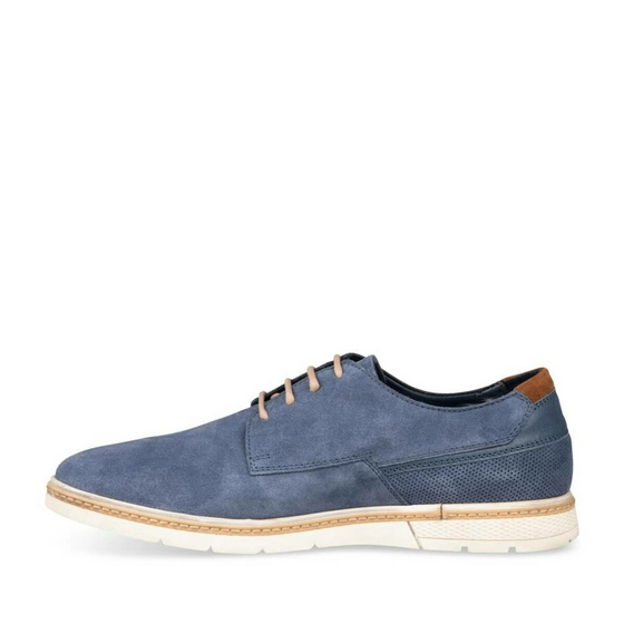 Veterschoenen BLAUW DENIM SIDE LEER