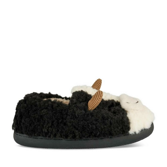 Chaussons peluche vache NOIR PHILOV