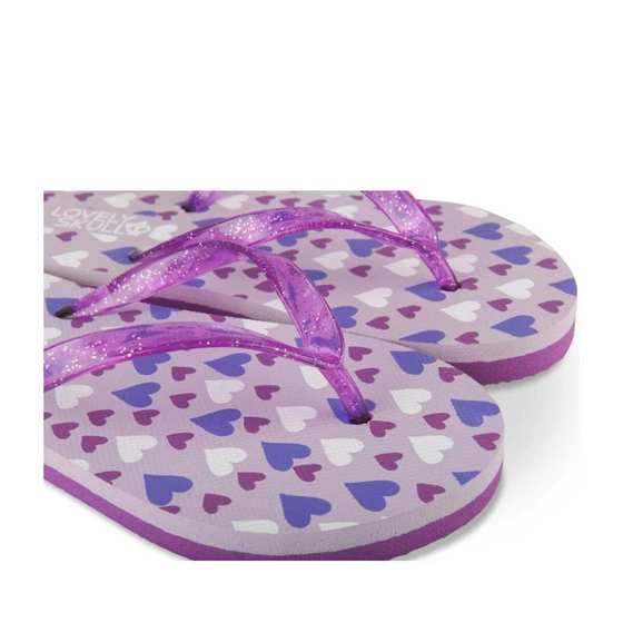 Teenslippers VIOLET LOVELY SKULL