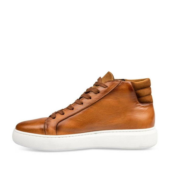 Baskets COGNAC DENIM SIDE CUIR