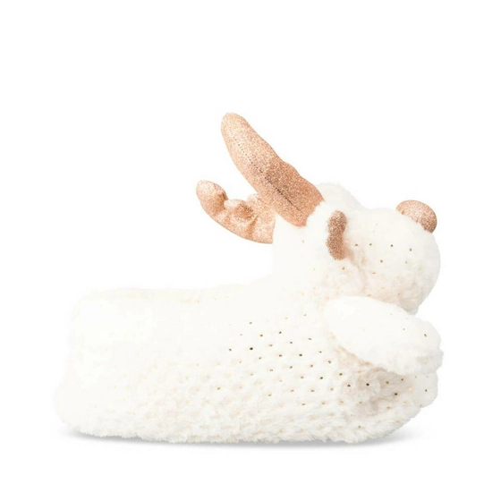 Chaussons peluche renne BLANC MERRY SCOTT